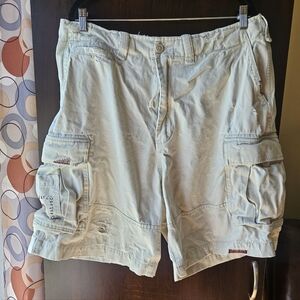 Men's Distressed Casual Cargo Shorts - Light Tan Size 36
